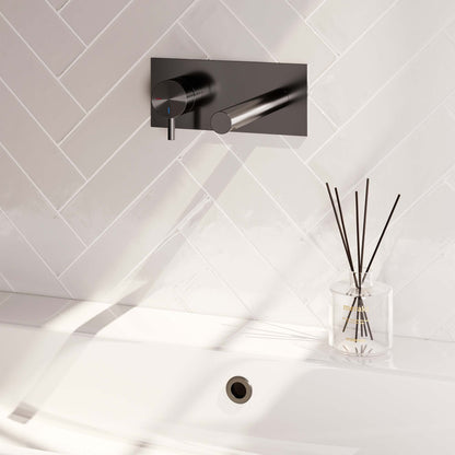 Brauer Edition inbouw wastafelmengkraan - Achterplaat - Links – Geborsteld gunmetal PVD – Recht – Kort smal – 5-GM-083-S5