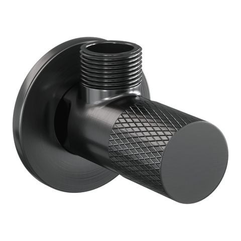 Brauer Carving hoekstopkraan compleet met slang – Geborsteld gunmetal PVD – 5-GM-317