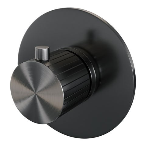 Brauer Stripe losse inbouwthermostaat met in- en afbouwdelen – Geborsteld gunmetal PVD – 5-GM-351