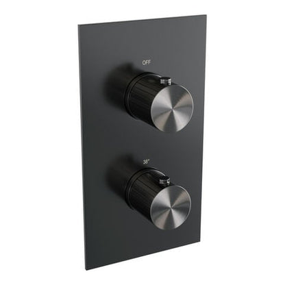 Brauer Stripe 3-weg inbouwthermostaat rechthoekig met in- en afbouwdelen – Geborsteld gunmetal PVD – 5-GM-353