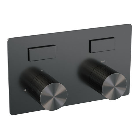 Brauer Stripe 2-weg inbouwthermostaat met drukknoppen met in- en afbouwdelen – Geborsteld gunmetal PVD – 5-GM-355