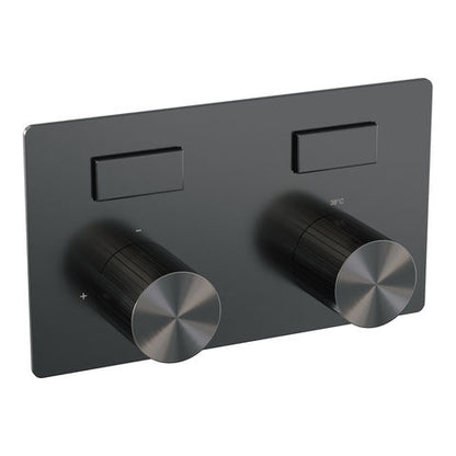 Brauer Stripe 2-weg inbouwthermostaat met drukknoppen met in- en afbouwdelen – Geborsteld gunmetal PVD – 5-GM-355