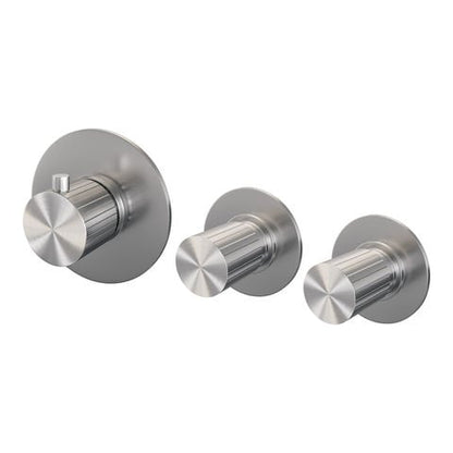 Brauer Stripe inbouwthermostaat en 2 stopkranen met in- en afbouwdelen – Geborsteld RVS PVD – 5-NG-350