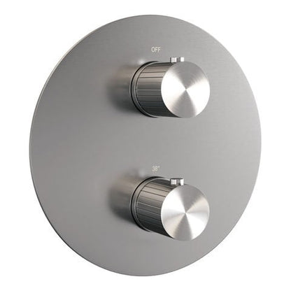 Brauer Stripe 3-weg inbouwthermostaat rond met in- en afbouwdelen – Geborsteld RVS PVD – 5-NG-354