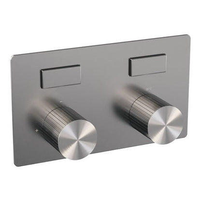 Brauer Stripe 2-weg inbouwthermostaat met drukknoppen met in- en afbouwdelen – Geborsteld RVS PVD – 5-NG-355