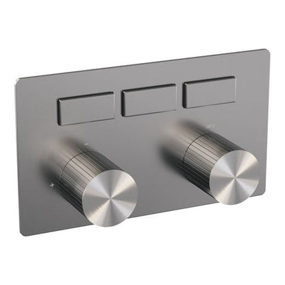 Brauer Stripe 3-weg inbouwthermostaat met drukknoppen met in- en afbouwdelen – Geborsteld RVS PVD – 5-NG-356