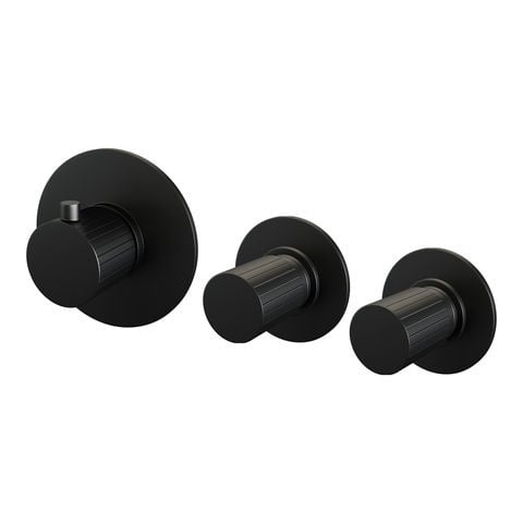 Brauer Stripe inbouwthermostaat en 2 stopkranen met in- en afbouwdelen – Mat zwart – 5-S-350