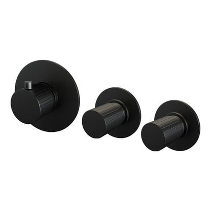 Brauer Stripe inbouwthermostaat en 2 stopkranen met in- en afbouwdelen – Mat zwart – 5-S-350