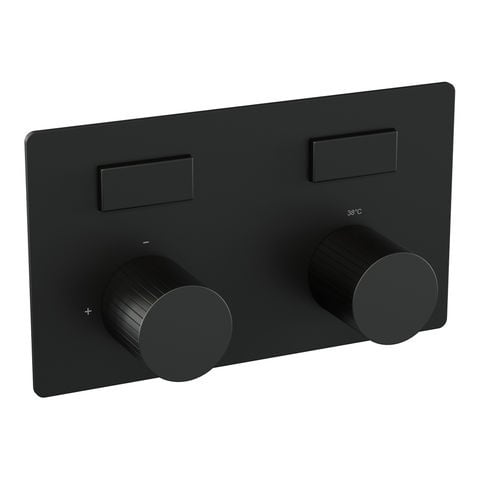 Brauer Stripe 2-weg inbouwthermostaat met drukknoppen met in- en afbouwdelen – Mat zwart – 5-S-355