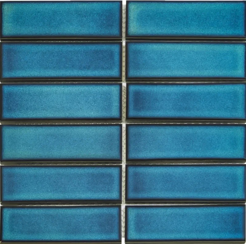 The Mosaic Factory Barcelona Rectangle Azure Blue speckle Glossy 45x145mm - AF45625
