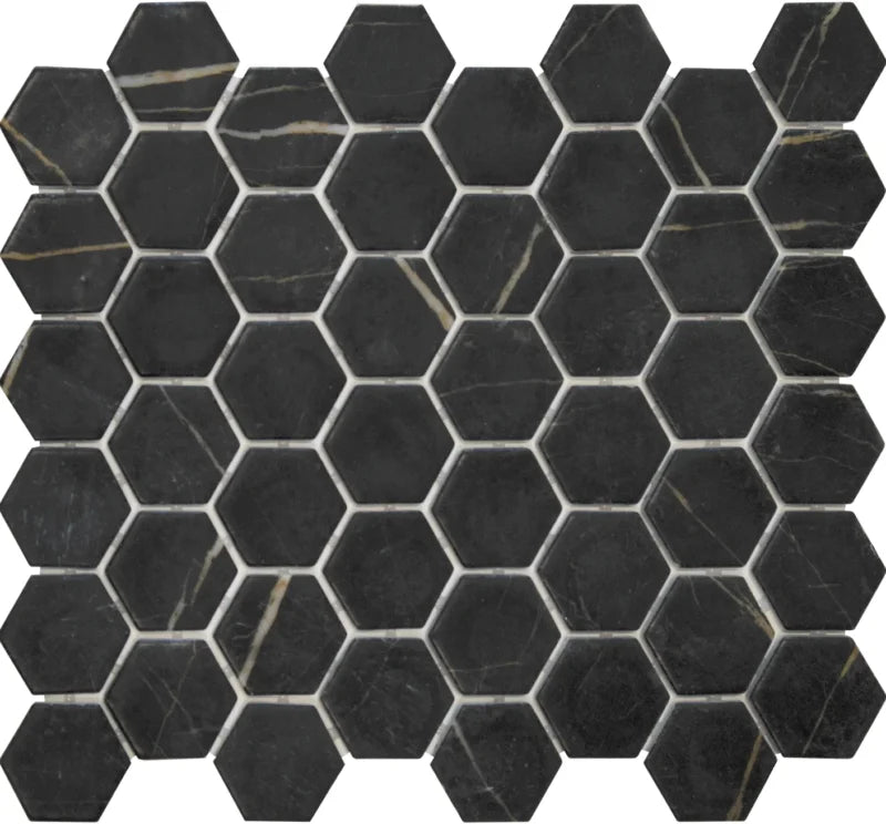 The Mosaic Factory Valencia Recycled glass Nero Marble Print Matt 44x50mm - VAL95M