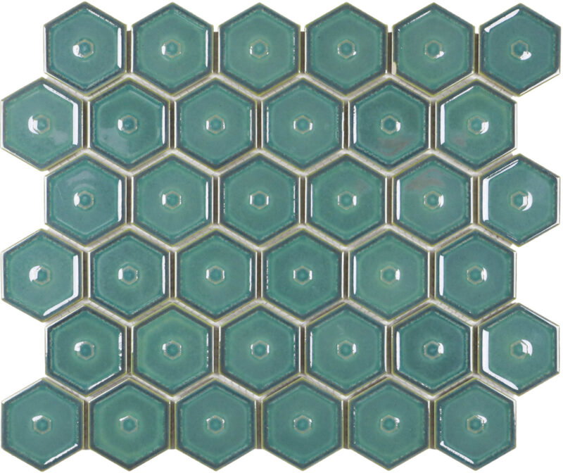 The Mosaic Factory Osiris Hertman Hexagon Forest Green Glossy 51x59mm - AFH-OH-13525