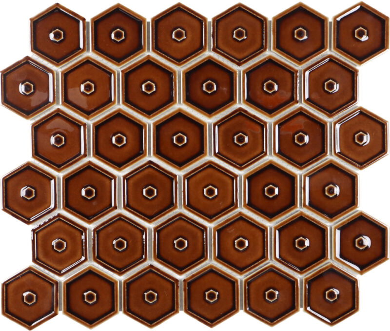 The Mosaic Factory Osiris Hertman Hexagon Creme Caramel Glossy 51x59mm - AFH-OH-13800