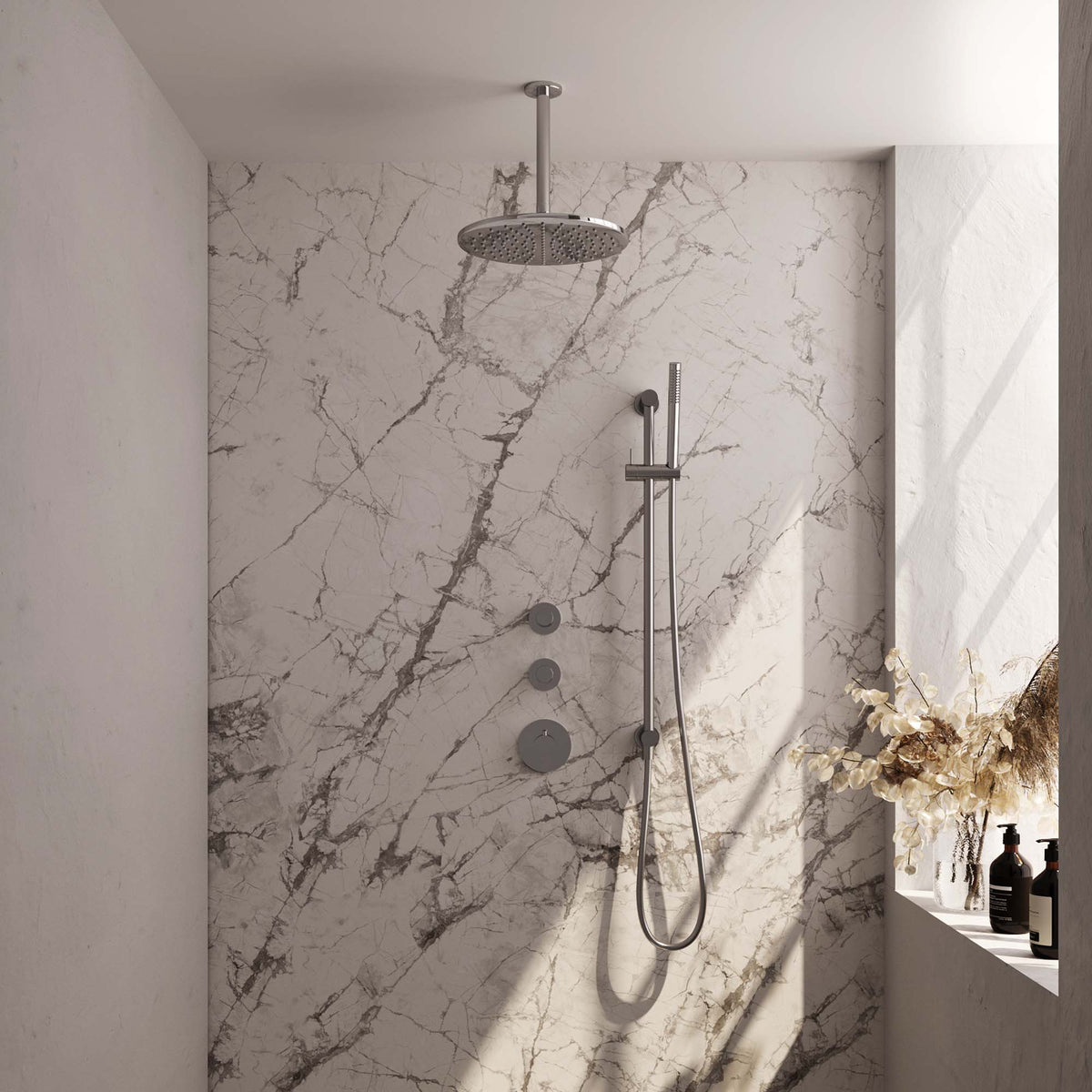 Brauer 5-CE-035 - Chroom / Staafmodel / 30 cm | Plafondarm | Met glijstang