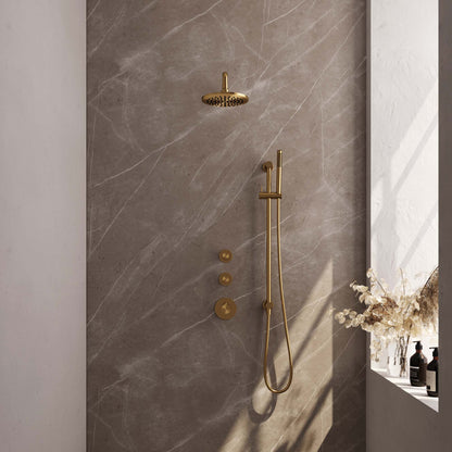 Brauer 5-GG-111 - Geborsteld goud PVD / Staafmodel / 20 cm | Gebogen wandarm | Met glijstang