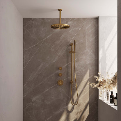 Brauer 5-GG-114 - Geborsteld goud PVD / Staafmodel / 30 cm | Plafondarm | Met glijstang