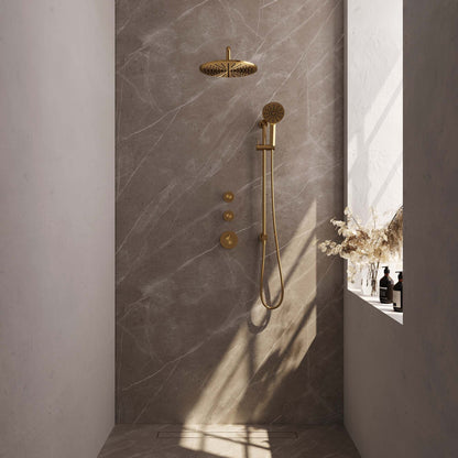 Brauer 5-GG-118 - Geborsteld goud PVD / 3-standen handdouche / 30 cm | Gebogen wandarm | Met glijstang