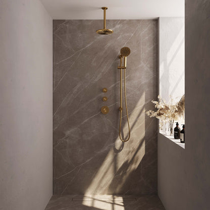 Brauer 5-GG-119 - Geborsteld goud PVD / 3-standen handdouche / 20 cm | Plafondarm | Met glijstang