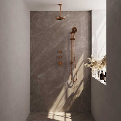 Brauer 5-GK-119 - Geborsteld koper PVD / 3-standen handdouche / 20 cm | Plafondarm | Met glijstang