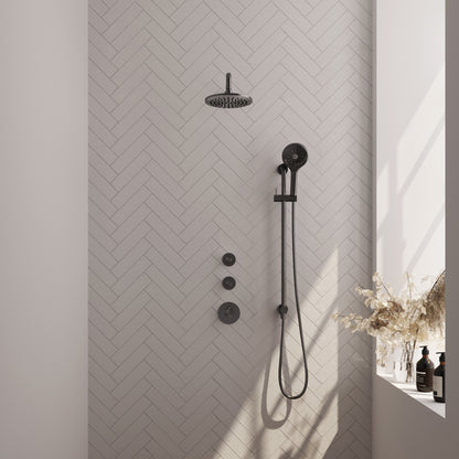 Brauer 5-GM-080 - Geborsteld gunmetal PVD / 3-standen handdouche / 20 cm | Gebogen wandarm | Met glijstang