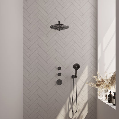 Brauer 5-GM-104 - Geborsteld gunmetal PVD / 3-standen handdouche / 30 cm | Rechte wandarm | Zonder glijstang
