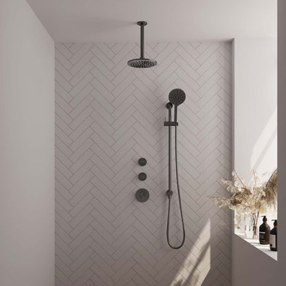Brauer 5-GM-119 - Geborsteld gunmetal PVD / 3-standen handdouche / 20 cm | Plafondarm | Met glijstang