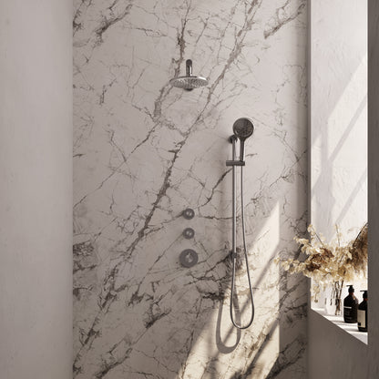 Brauer 5-NG-115 - Geborsteld RVS PVD / 3-standen handdouche / 20 cm | Rechte wandarm | Met glijstang