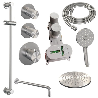 Brauer 5-NG-117 - Geborsteld RVS PVD / 3-standen handdouche / 20 cm | Gebogen wandarm | Met glijstang