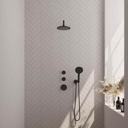 Brauer 5-S-105 - Mat zwart / 3-standen handdouche / 20 cm | Gebogen wandarm | Zonder glijstang