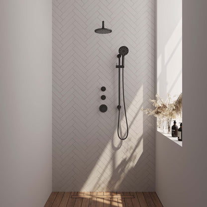 Brauer 5-S-117 - Mat zwart / 3-standen handdouche / 20 cm | Gebogen wandarm | Met glijstang