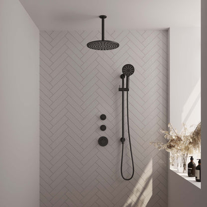 Brauer 5-S-120 - Mat zwart / 3-standen handdouche / 30 cm | Plafondarm | Met glijstang