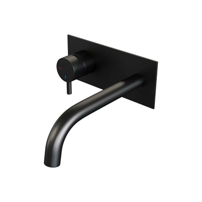 Brauer Edition inbouw wastafelmengkraan - Achterplaat - Links – Mat zwart – Gebogen – Kort smal – 5-S-083-B5