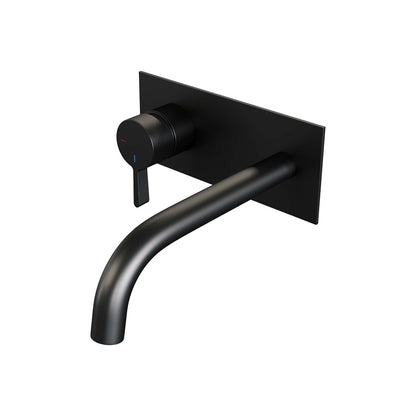 Brauer Edition inbouw wastafelmengkraan - Achterplaat - Links – Mat zwart – Gebogen – Middel dik – 5-S-083-B1