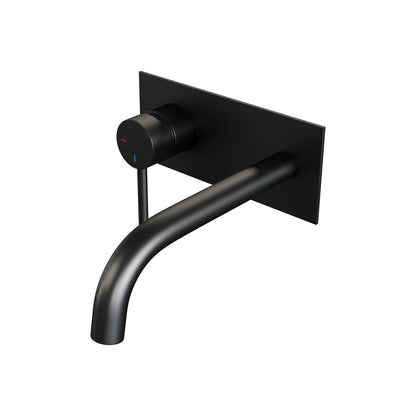 Brauer Edition inbouw wastafelmengkraan - Achterplaat - Links – Mat zwart – Gebogen – Lang smal – 5-S-083-B2