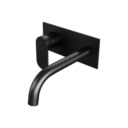 Brauer Edition inbouw wastafelmengkraan - Achterplaat - Links – Mat zwart – Gebogen – Breed plat – 5-S-083-B3