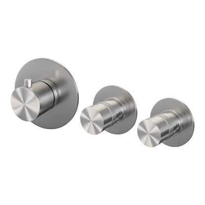 Brauer Edition inbouwthermostaat - inbouwdeel - 3 gladde knoppen - Geborsteld RVS PVD