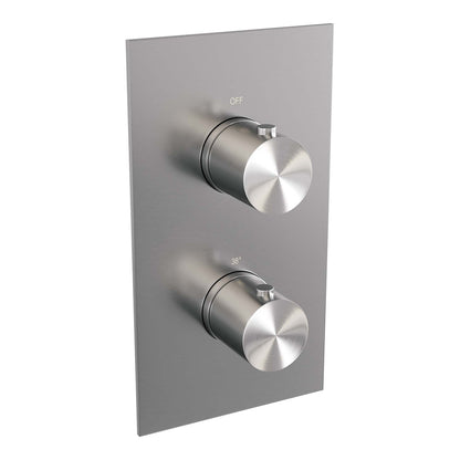 Brauer Edition 3-weg inbouwthermostaat rechthoekig met in- en afbouwdelen – Geborsteld RVS PVD – 5-NG-5100