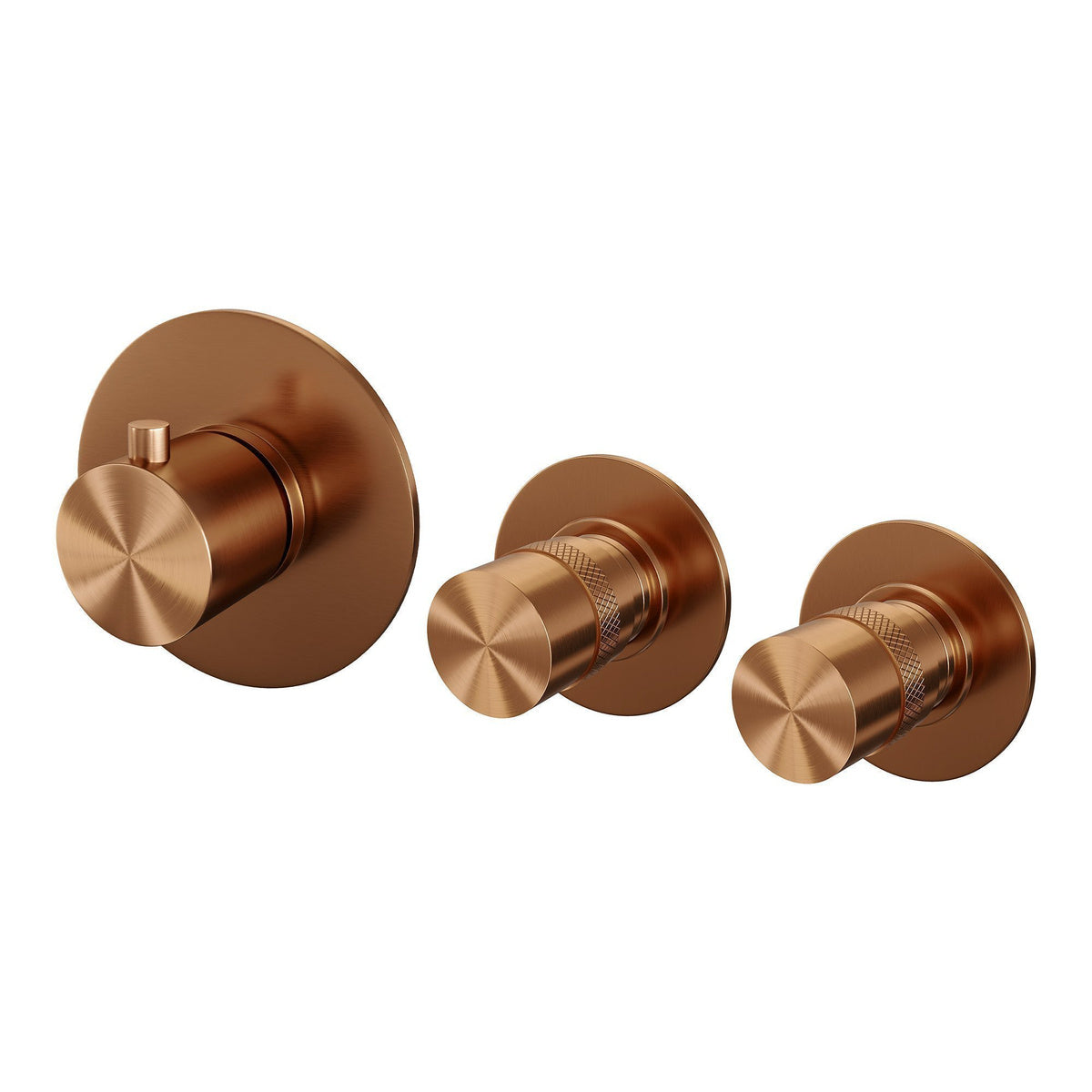 Brauer Edition inbouwthermostaat - inbouwdeel - 3 gladde knoppen - Geborsteld koper PVD