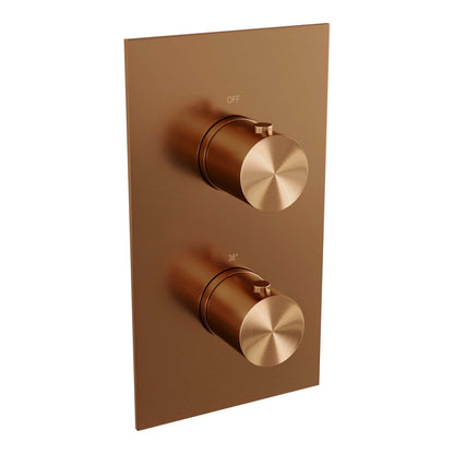 Brauer Edition 3-weg inbouwthermostaat rechthoekig met in- en afbouwdelen – Geborsteld koper PVD – 5-GK-5100