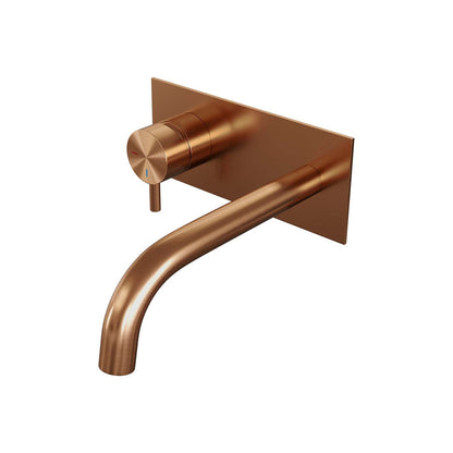Brauer Edition inbouw wastafelmengkraan - Achterplaat - Links – Geborsteld koper PVD – Gebogen – Kort smal – 5-GK-083-B5