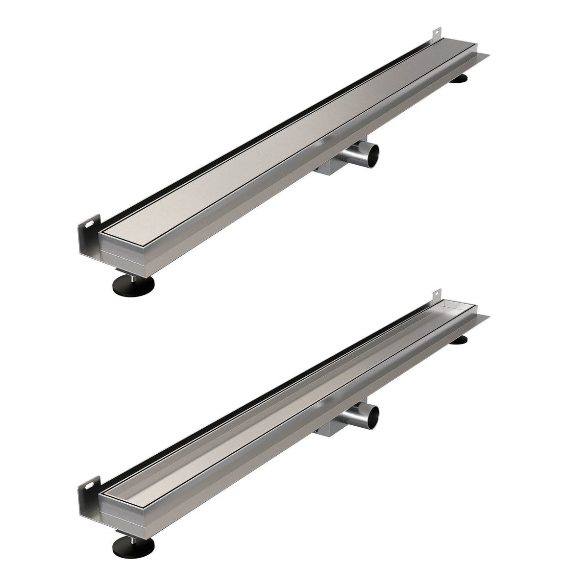 Brauer douchegoot met multifunctioneel rooster en flens voor wandmontage – Geborsteld RVS – 100 cm – DR-MRFW100NG