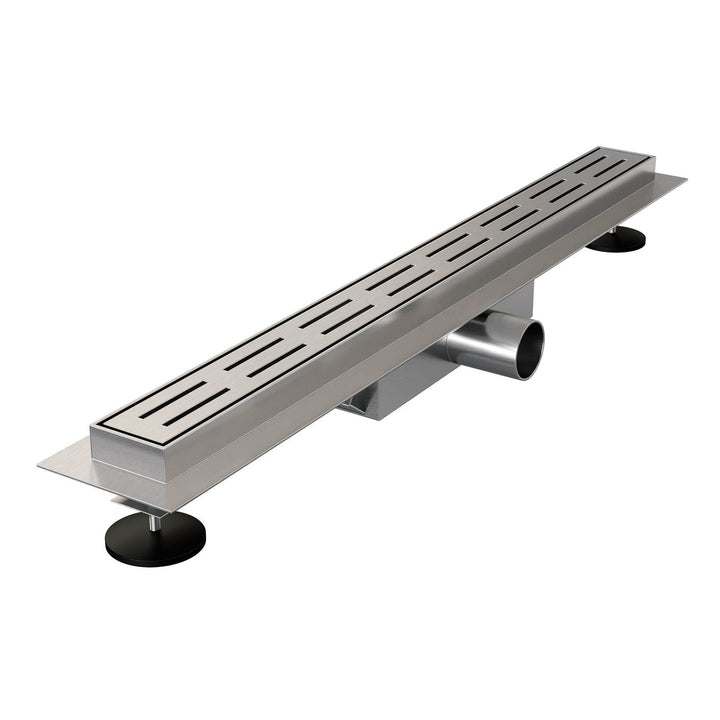 Brauer douchegoot Small met standaard rooster en flens – Geborsteld RVS – 50 cm – DR-SSRF50NG