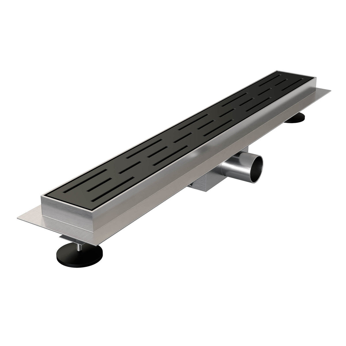 Brauer douchegoot met standaard rooster en flens – Mat zwart – 60 cm – DR-SRF60S