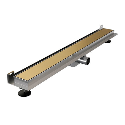 Brauer douchegoot met multifunctioneel rooster en flens voor wandmontage – Geborsteld goud PVD – 70 cm – DR-MRFW70GG