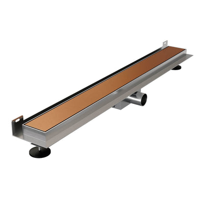 Brauer douchegoot met multifunctioneel rooster en flens voor wandmontage – Geborsteld koper PVD – 80 cm – DR-MRFW80GK