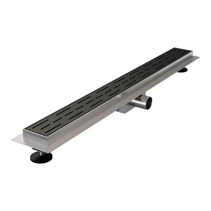 Brauer douchegoot met standaard rooster en flens – Mat zwart – 80 cm – DR-SRF80S