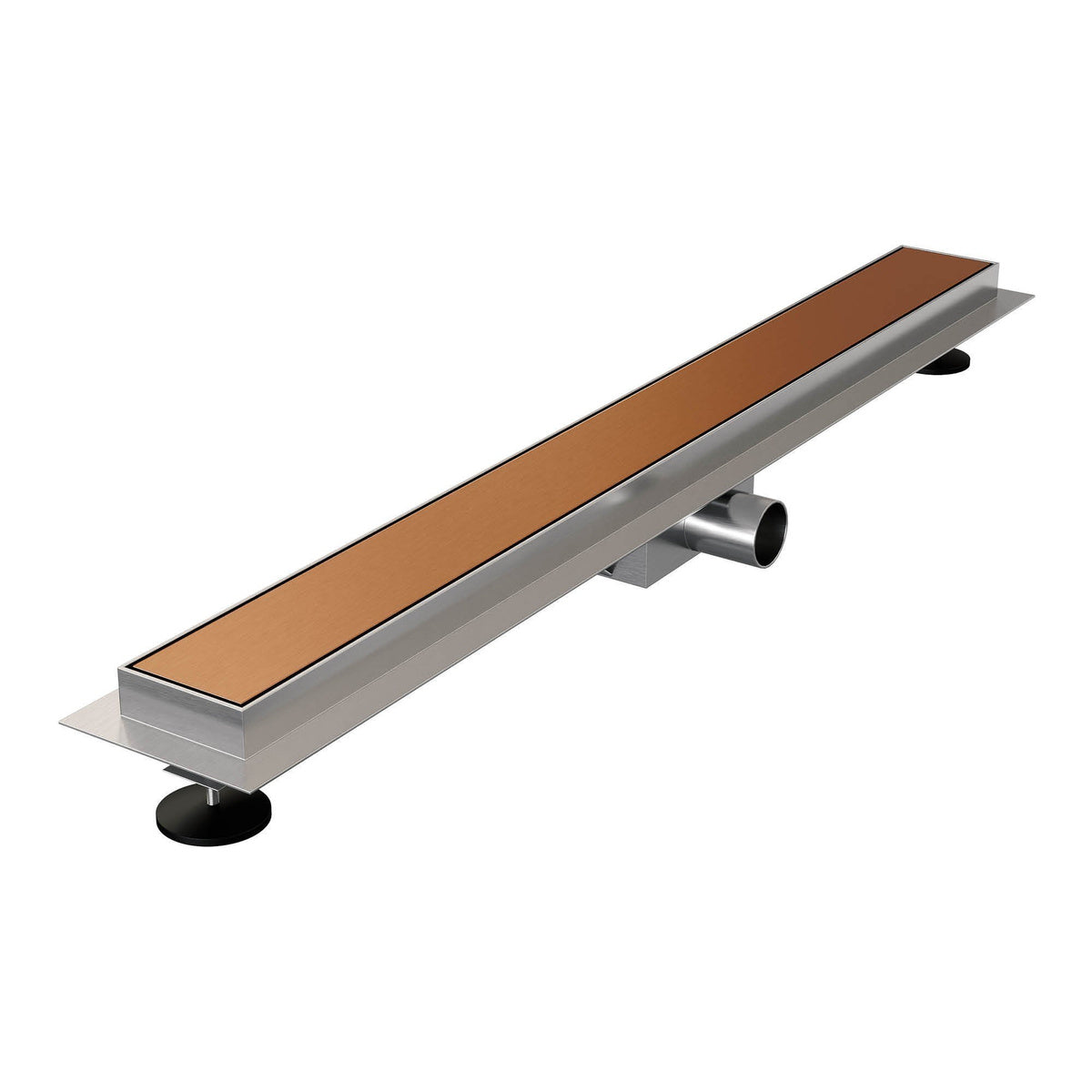 Brauer douchegoot met multifunctioneel rooster en flens – Geborsteld koper PVD – 80 cm – DR-MRF80GK