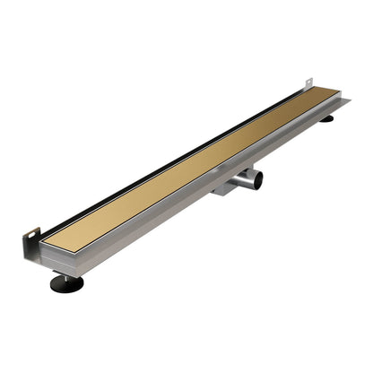 Brauer douchegoot met multifunctioneel rooster en flens voor wandmontage – Geborsteld goud PVD – 90 cm – DR-MRFW90GG