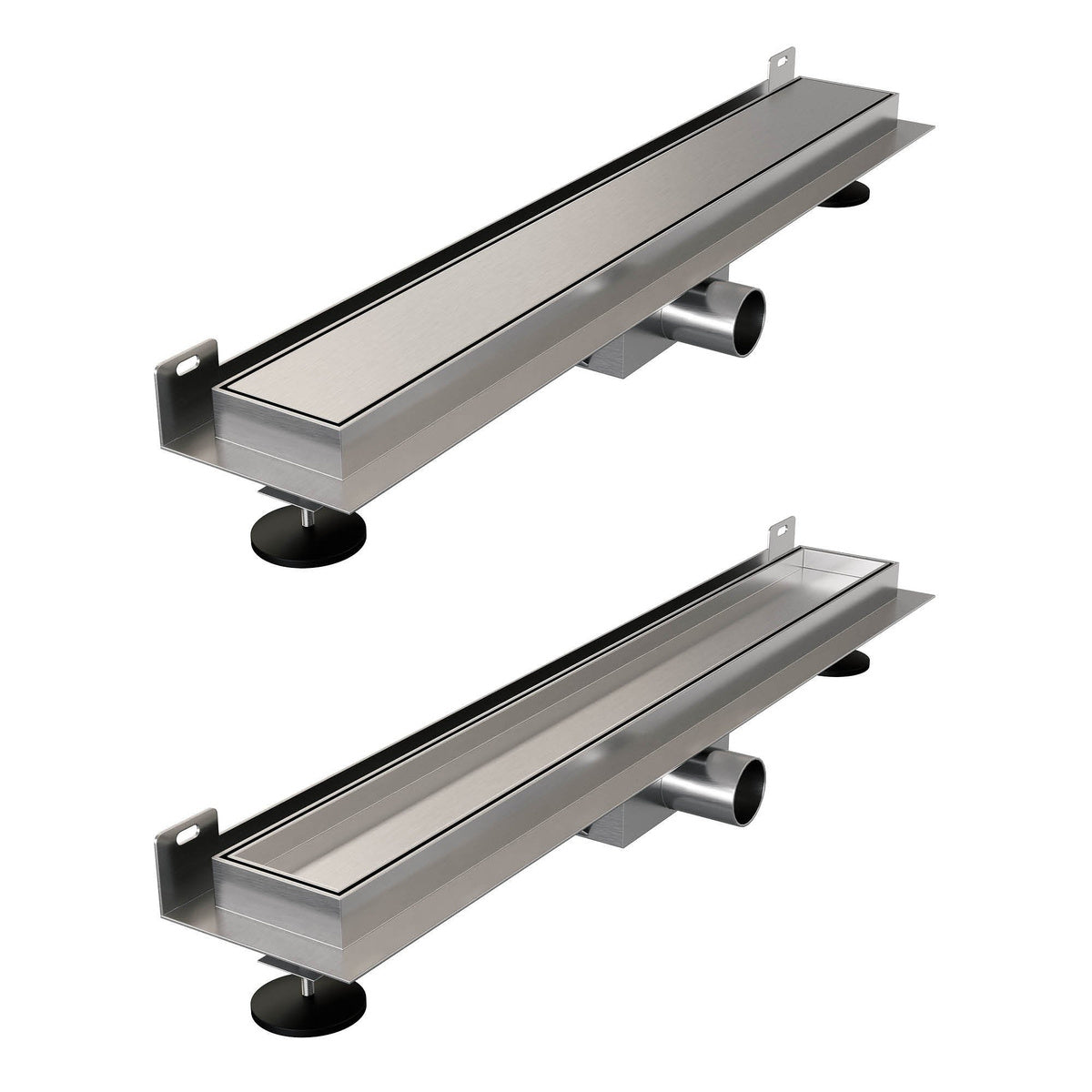 Brauer douchegoot met multifunctioneel rooster en flens voor wandmontage – Geborsteld RVS – 90 cm – DR-MRFW90NG