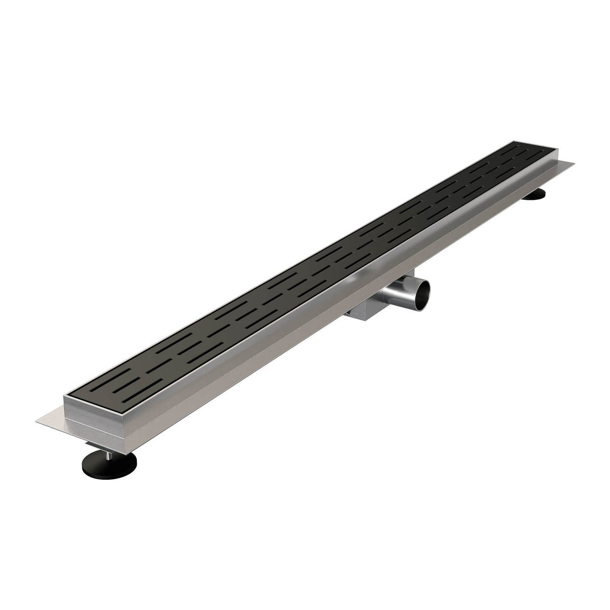 Brauer douchegoot met standaard rooster en flens – Mat zwart – 90 cm – DR-SRF90S